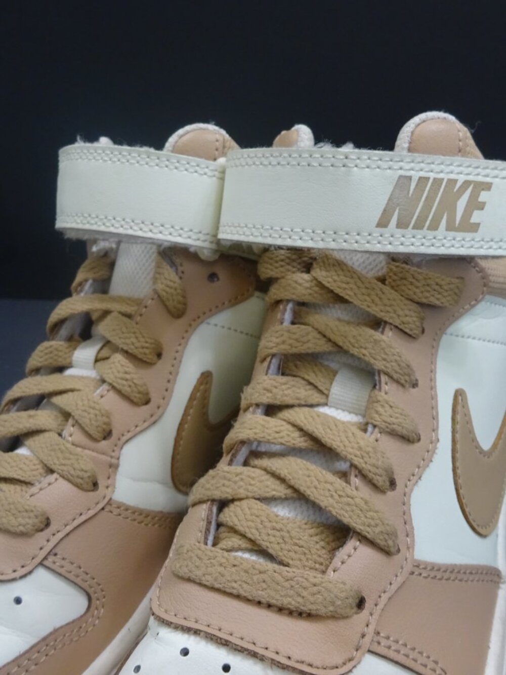 Nike White Tan Court Borough Mid 2 High Top Sneakers - Youth Size 4Y - Picture 6 of 11